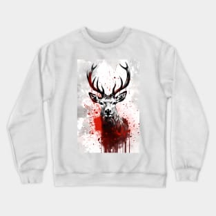 Red Deer Ink Painting Crewneck Sweatshirt